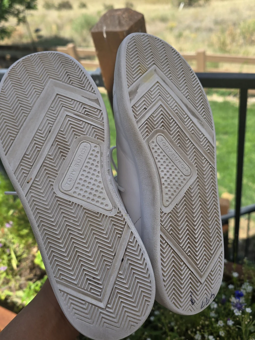 Tory Burch White Leather Sneakers with Gold Heel Detail